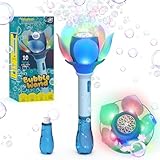 PANACARE Blumen Seifenblasenstab, Elektronische Seifenblasenmaschine Kinder mit Seifenblasenlösung/Akku/Licht, Bubble Machine 10000+ Blasen Outdoor Spielzeug Kinder Geschenk/Geburtstag/Party/Hochzeit