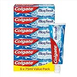 Colgate Max Fresh Cooling Crystals Zahncreme 6x75ml | Umfassende Zahnreinigung | 10x längerer Frische-Effekt* | Zahnpasta Colgate Hält die Zähne weiß | Colgate Zahnpasta mit Minzgeschmack