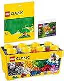 Lego Classic 3er Set: 10696 Lego Mittelgroße Bausteine-Box, 11023 Grüne Bauplatte & 30417 Gartenblume und Schmetterling Polybag