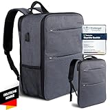 Rimbaly Laptop Rucksack - wasserabweisend & Stoßfest - USB-Anschluss, erweiterbar, Anthrazit - Ideal für Business, Schule/Uni, Damen und Herren Backpack.