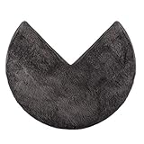 fluffy® Badteppich für Eckduschen, Hochflor aus Mikrofaser, rutschfeste Unterseite (Rund | Innenmaße 45 x 45 cm, Anthrazit)