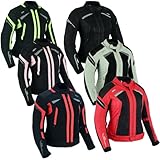 BOSmoto Motorradjacke Damen – Leichte Sommerjacke mit Protektoren und Mesh-Gewebe,Sommerjacke mit Schutzprotektoren und Belüftung (DE/NL/SE/PL, Alphanumerisch, M, Regular, Regular, BLACK)