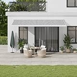 SXJEQOC Gelenkarmmarkise 5x3 Meter Anthrazit/Weiß Ausziehbarer Sonnenschutz mit Aluminiumrahmen für Terrasse Balkon Garten