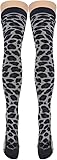 COSHAL Overknee-Socken für Mädchen, Camouflage, Leopardenmuster, Oberschenkelsocken, kniehoch, warm, Beinwärmer, ausgefallene Socken für Mädchen, Grauer Leopardenmuster, Einheitsgröße