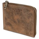 Berliner Bags Vintage Portemonnaie Mark, Mini Geldbeutel aus Leder, Münzbörse für Damen und Herren – Braun