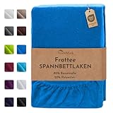 NatureMark FROTTEE Spannbettlaken, Spannbetttuch TOP Preis-Leistungs-Verhältnis in vielen Größen und Farben MARKENQUALITÄT (140x200-160x200 cm, royal blau)