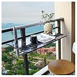 Generisch Höhenverstellbarer Balkongeländertisch - Klappbarer Terrassen-Stehtisch für Garten, Terrasse und Promenade - Kompaktes Design (L80 x B35 cm/L31,5 x B13,8 Zoll)