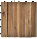 11x Terrassenfliesen Balkonfliesen Bodenfliesen Akazien-Holzfliesen 30 x 30 cm, 1m², leicht verlegbar, geölt. Grundpreis 24,99€/m²