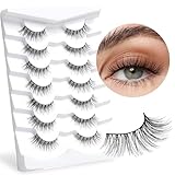 Wimpern Nerz Flauschige Wimpern Natürlicher Look Falsche Wimpern Wispy Natürliche lashes Volumenwimpern Katzenaugenwimpern 7 Paar D12