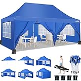 3x6m Pavillon, COBIZI Faltpavillon 3x6 Wasserdicht Stabil mit 6 Seitenteilen,Upgrade-Hochdach und Tragetasche, Gartenpavillon Partyzelt für Garten, Party, Festival, Hochzeit, UV80+