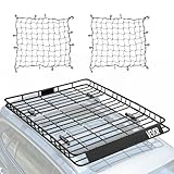 VEVOR Dachgepäckträgerkorb Autodachkorb (1630 x 1270 x 105 mm) universeller Dachgepäckträger aus rostfreiem legiertem Stahl mit Gepäcknetzen (68 kg Max Tragkraft), Autodach-Gepäckträger für SUV LKW