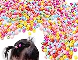 KAPSING 100 Stück Bunt Haarperlen zum Klipsen Haarclips Kunststoff Perlen Haare für Haarschmuck Mädchen Kinder