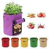 Kartoffel Pflanzsack 6 Stück 10 Gallonen Kartoffel Pflanzsack, 38 L Pflanztaschen mit Sichtbarer Klappe und Griffen, Mehrfarbig Garten Pflanzbeutel für Gemüse, Kartoffel, Tomaten (10 Gallone, 38 L)