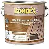 Bondex Holzschutzlaur 3in1, 4 L für 64 m² / Dunkelgrau / Wasserbasierende Lasur / Filmschutz, Grundierung und Endbeschichtung / Exzellenter UV- & Feuchtigkeitsschutz