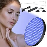 Bräunungslampe Solarium Für Zuhause, 250 LEDs 460NM Tragbare Bräunungslicht für Gesicht und Körper, Round Gesichtsbräuner Sonnenlampe Tageslicht mit Faltbares Ständer und Aufhängbare Haken (Schwarz)