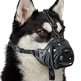 Maulkorb für Hunde mit beweglichem Frontgurt zum Beißen, Kauen, Sparen und Wundlecken, humaner und weicher Korbmaulkorb für kleine, mittelgroße und große Hunde, ermöglicht das Schöschen und Trinken