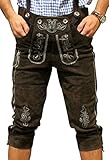 Trachten Lederhose aus echtem Leder Kniebundhose Größe 46-60 (56, Dunkelbraun)