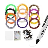 3D-Stift-Filament-Set, PLA-Filament-Ersatzkerne (12 Farben, 10 Fuß pro Farbe, insgesamt 120 Fuß), Enthält: PLA 12 Farben 1,75 mm, 3D-Modellierungsalbum, 2 Fingerschutz und PC-Zeichenvorlage usw.