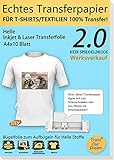 TransOurDream A4X10 Blatt+1 Silikonpapier,Echte Inkjet/Laser T-Shirt Transferpapier, Transferfolie Bügelfolie(durchscheinend Folie), für helle Textilien, Textilien Aufbügeln