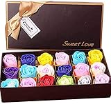 Txyk 18pcs Rose Soap Blumen in GeschenkBox, Faszinierende Duft von Rosen, Hübsche Form, Farbverlauf Farbe (Multi Farben)
