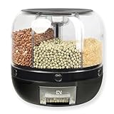 Schramm® Müslispender 360° drehbar mit 6 Kammern á 1000ml Fassungsvermögen Cerealienspender Cornflakesspender wählbar schwarz oder weiß 27x27 cm Lebensmittelspender BPA-frei, Farbe:schwarz