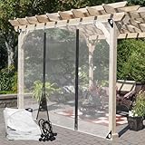 Transparente Plane wasserdichte Seitenteile mit Reißverschlusstür Außenvorhang, Pergola Seitenvorhänge, for Pavillon, Veranda, Anpassbar(10'x8'(3x2.5m))