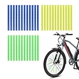 KEQAR Bunte Fahrrad Speichenreflektoren Set, 36 Reflektoren, 360° Rundum Sichtbarkeit, Einfache Montage, 75mm Länge, Langlebig & Wasserfest, Wiederverwendbar, Geeignet für Alle Fahrradtypen