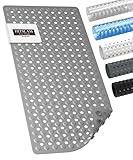 HITSLAM Badewannenmatte rutschfest, 89 x 40cm Lange Antirutschmatte Badewanne, Duschmatte rutschfest BPA Frei, Schimmelresistent & Maschinenwaschbar, Schnelltrocknend und Leicht zu Reinigen, Grau