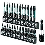 Facoow Torx-Bit-Set (T5-T40), 26-teiliges Sicherheits-Torx-Bit-Set mit magnetischen Spitzen, manipulationssichere Stern-Bit-Set, S2-Stahllegierung, 2,5 cm und 5,1 cm langes Schlagdrehmoment-Bit-Set