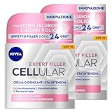 Nivea Hyaluron Cellular Filler Anti-Aging Tagescreme straffend straffend feuchtigkeitsspendend Anti-Falten Formel SPF15 mit Hyaluronsäure und Folsäure Intensivwirkung - 2 Dosen à 50 ml