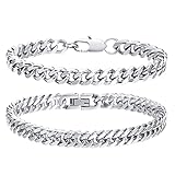 VNOX Armband Herren Armbänder Für Herren Armband Männer Edelstahl Armband Herren Silber,2 PCS