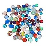 YOYEAH Glasnuggets Bunt - 900g Glassteine Deko in 9 Farben - Transparent & Hochglänzend - 200 Muggelsteine Bunt Kinder - Mosaiksteine & Glasmurmeln zum Basteln Für Vasen, Hochzeit, Basteln