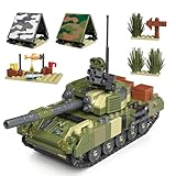 Mould King 24073 Klemmbausteine Panzer T-72B3 Camper Bauspielzeug mit Camping Zubehör Tank Modellbausatz Militär Bausteine Geschenk für Erwachsene und Jugendliche (513 Teile)