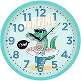 Warminn Wanduhr Kinder Lautlos Wanduhr Vintage 30cm Quarz Groß Batterie Betriebene Einfach zu Lesen für Zimmer Zuhause KüChe Schlafzimmer Büro Schule (Dinosaurier Grün)