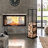 ML-Design Kaminholzregal 33x115x33 cm rechteckig, Schwarz, Metall, Innen/Außen, Brennholzregal Holzaufbewahrung aus beschichtetem Stahl, Kaminholzständer Kaminholzhalter Feuerholzregal für Kamin/Ofen
