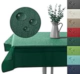Outdoor Tischdecke Gartentischdecke wasserfest wetterbeständig rutschfest waschbar Outdoortischdecke Weichschaum Garten Balkon Camping Party Tischdeko Typ883 dunkelgrün 130x160 cm eckig