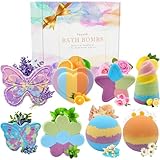 Badebomben Geschenkset 8 große Badekugeln-Set für Frauen, organisch, natürlich, handgefertigt, Aroma, reines ätherisches Öl, Seifenblasen-Badekugeln, duftendes Spa