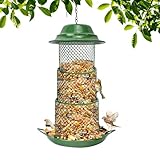 GADITIEK Vogelfutterspender, Vogelhaus zum Aufhängen mit Deckel, Metall Zusammenklappbar Futterhaus Vögel für Vogelfutter Wildvögel Ganzjährig und für Garten Terrasse Deko (Grün)