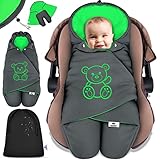 KIDIZ® Baby Einschlagdecke Babyschale Winter Herbst Babydecke mit Tasche Universal Fußsack kompatibel mit Maxi-Cosi, Römer, Buggy, Kinderwagen & Autositz isolierend gegen Wind, Nässe & Kälte