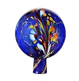 Thüringer Weihnacht Rosenkugel Gartenkugel aus Glas, 15 cm für außen, blau