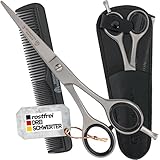 DREI SCHWERTER - Rostfreie professionelle Haarschere Friseurschere im Etui, NEU mit Kamm und Tuch