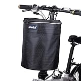 Stronrive Fahrradkorb Vorne Rollerkorb Fahrrad Vorne Träger Lenkerkorb Fahrrad Vorderkorb Klappbar Fahrrad Einkaufskorb Hundekorb mit reflektierendem Gurt für Scooter Balance Bikes