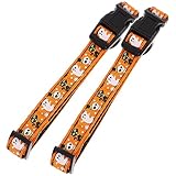 TOYANDONA 2 Stück Haustierhalsband Halloween Bestickt Klein Für Hunde Kragen Schild Gepolstert Gurte Keilriemen Rückenbandage Rückengurt Halsband Für Haustiere Halsband Leine Orange Stoff