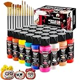 Fantastory Acrylfarben Set 24x 60ml,12 Pinsel;Exzellente Deckkraft,hohe Lichtechtheit,wasserfest Acrylic Paint;für Leinwand,Holz,Keramik,Modelle;Künstler,Profis,Anfänger[ProfessionelleSerie]