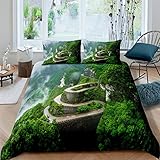 Schöne Landschaft Mit Grünen Bergen Bettwäsche Set 200X200 Cm Bettwäsche 3D Bettbezüge Kissenbezüge Bettbezug Bettzeug Microfaser 3-Teiliger Teenager Mädchen Jungen Kinder Geschenk - Anti-Allergie