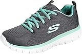 Skechers Damen Graceful Get Connected Sneaker,Charcoal Mesh Green Trim, 40 EU
