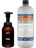 Seifenspender 300ml Bernstein braun nachfüllbar + 1 Liter Foam Seife Hammam Deluxe - Druckflasche