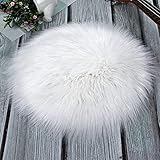 Molain Stuhlkissen Kunstfell quadratisch 30 cm weich flauschig für Wohnzimmer Schlafzimmer Sofa Fotohintergrund (weiß)