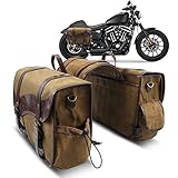 NICECNC Vintage Öl gewachste Segeltuch Motorrad-Satteltaschen, 15 Liter, Braun, für Harley Adventure & Street Glide
