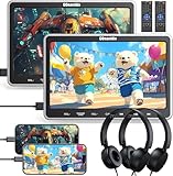 GOnavidio 10,5'' Auto DVD Player 2 Monitore mit HDMI-Eingang, 2 Kopfhörern, 2 Halterungen, Slot-Loading-Disc, Auto Fernseher für Kinder Unterstützt Letzter Speicher, USB-SD-Karte ohne Akku